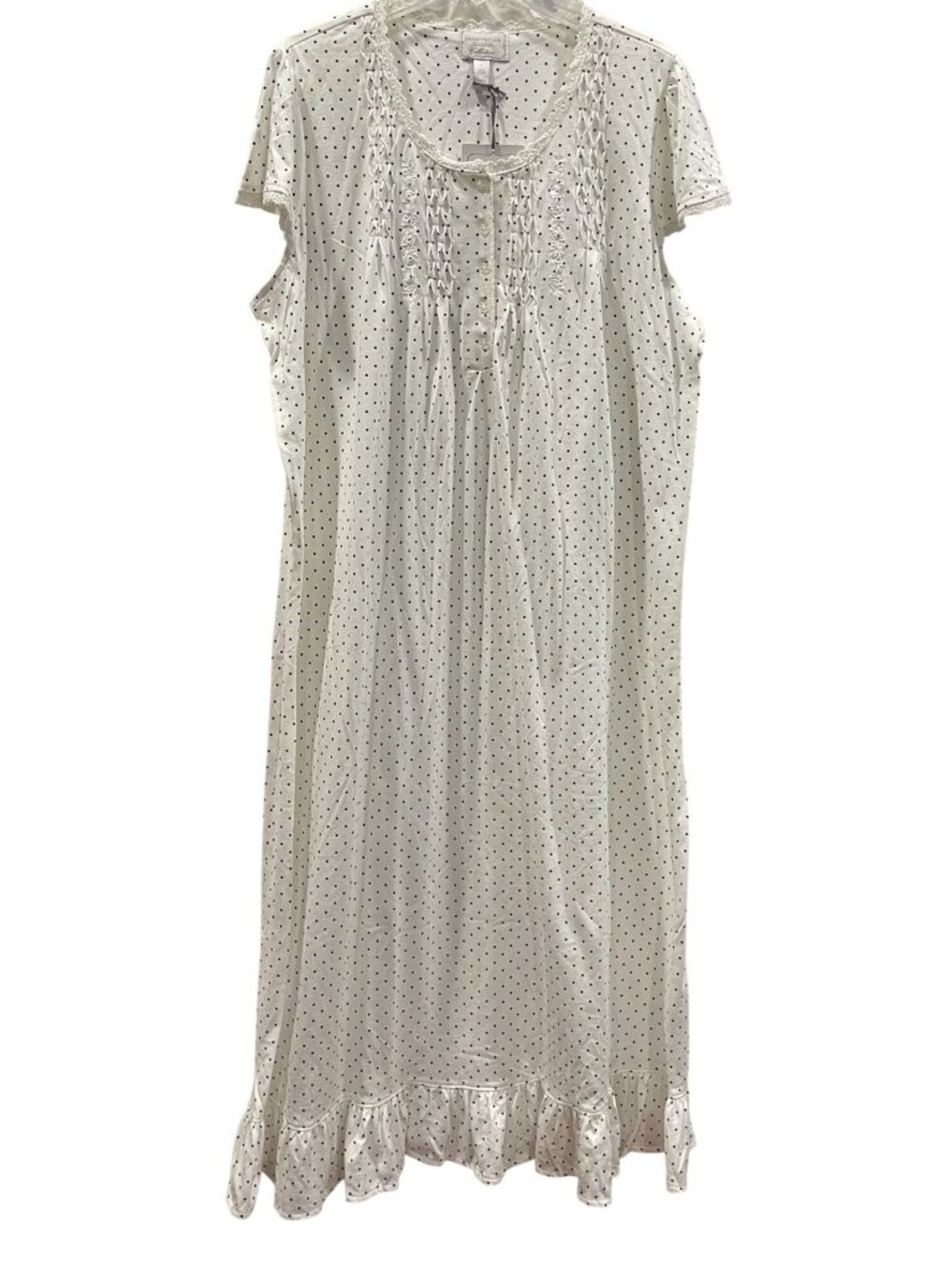 Charter Club Cotton Polka Dot Lace Long Nightgown L Ivory Rockabilly Prairie